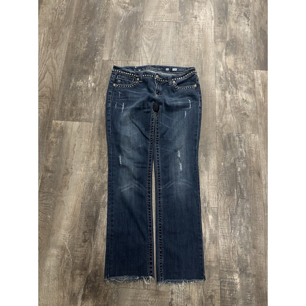 Miss Me Straight Leg Studded Distressed Jeans Size 31